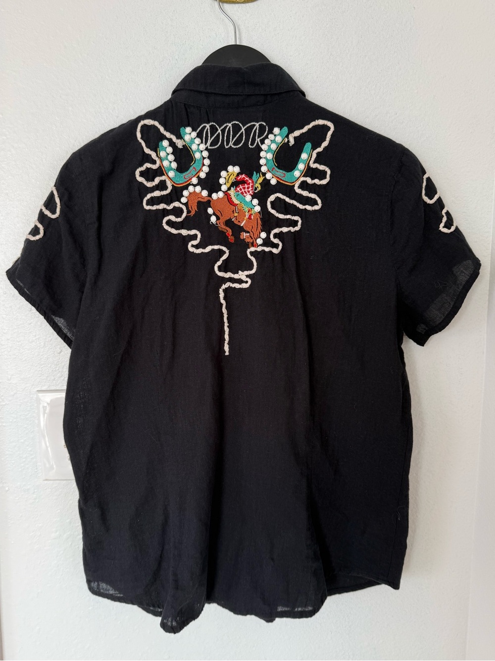Double D Ranch Black Short-Sleeve Western Embroidered Shirt - Picture 2 of 3